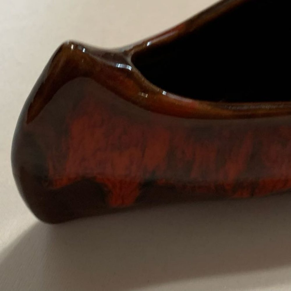 Vintage McMaster Craft Pottery Indian In Canoe Souvenir Canada Indigenous Red Gl - Picture 5 of 8